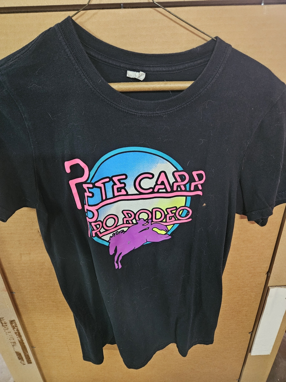 Pete Carr Pro Rodeo Graphic Tee - Black with Pink, Blue & Purple